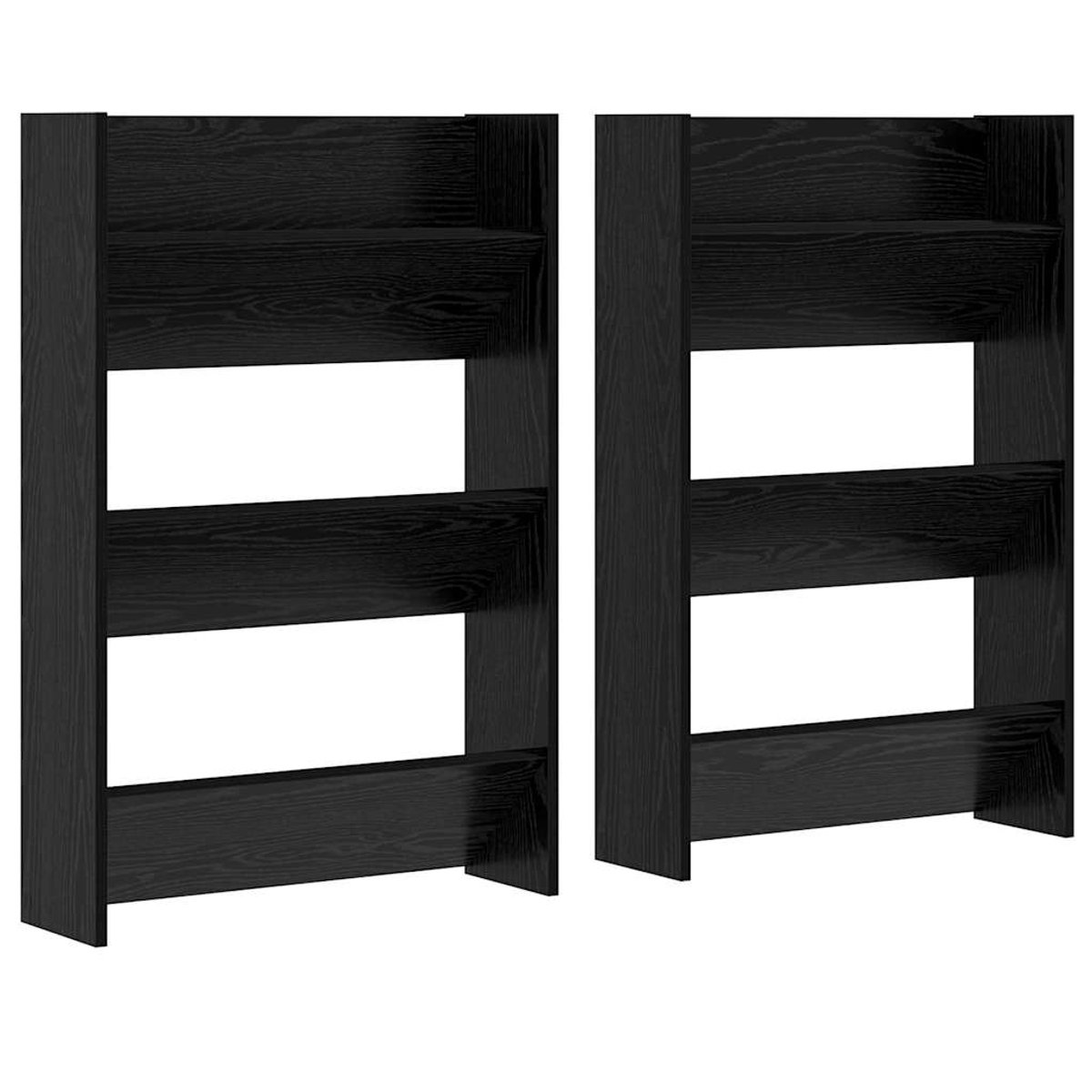 vidaXL - Wand - Schoenkasten - met - plank - Anders - Zwart - eiken - Bewerkt - hout (8721288728821)