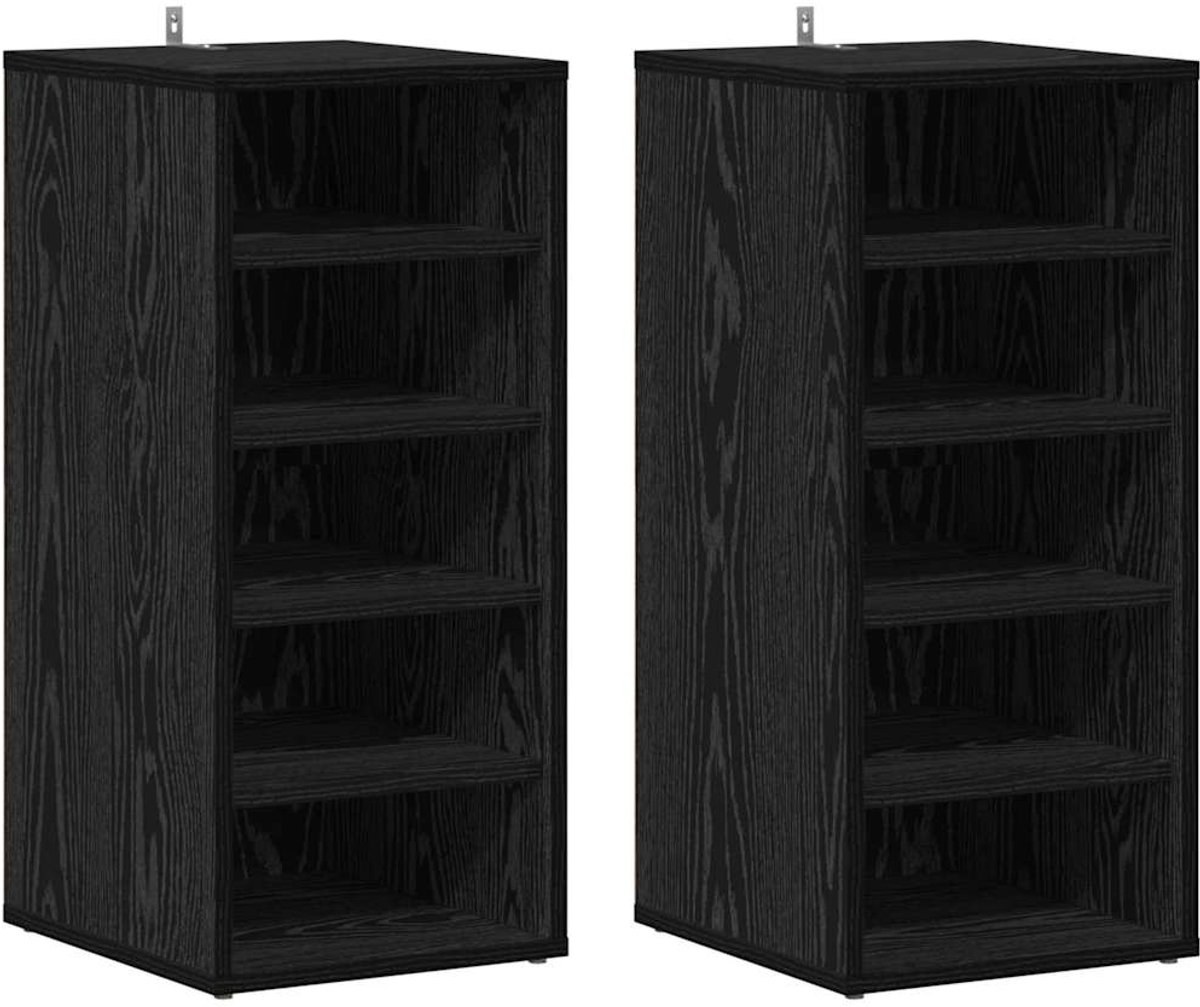 2 st Schoenenkast | Schoenenrek | Opbergkast Zwart eiken 32 x 35 x 70 cm Bewerkt hout (6248446688886)
