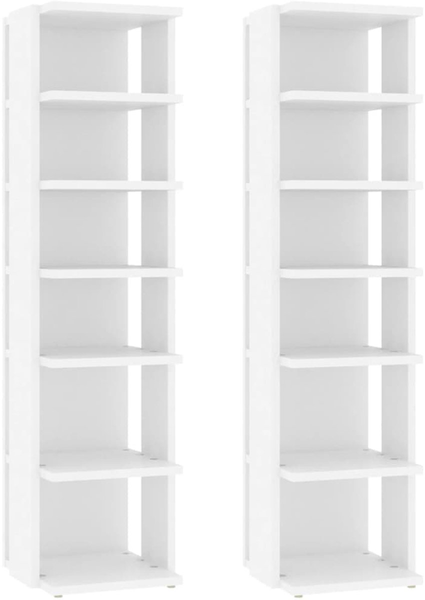 2 st Schoenenkast | Schoenenrek | Opbergkasten 27,5x27x102 cm bewerkt hout wit (6248446695013)