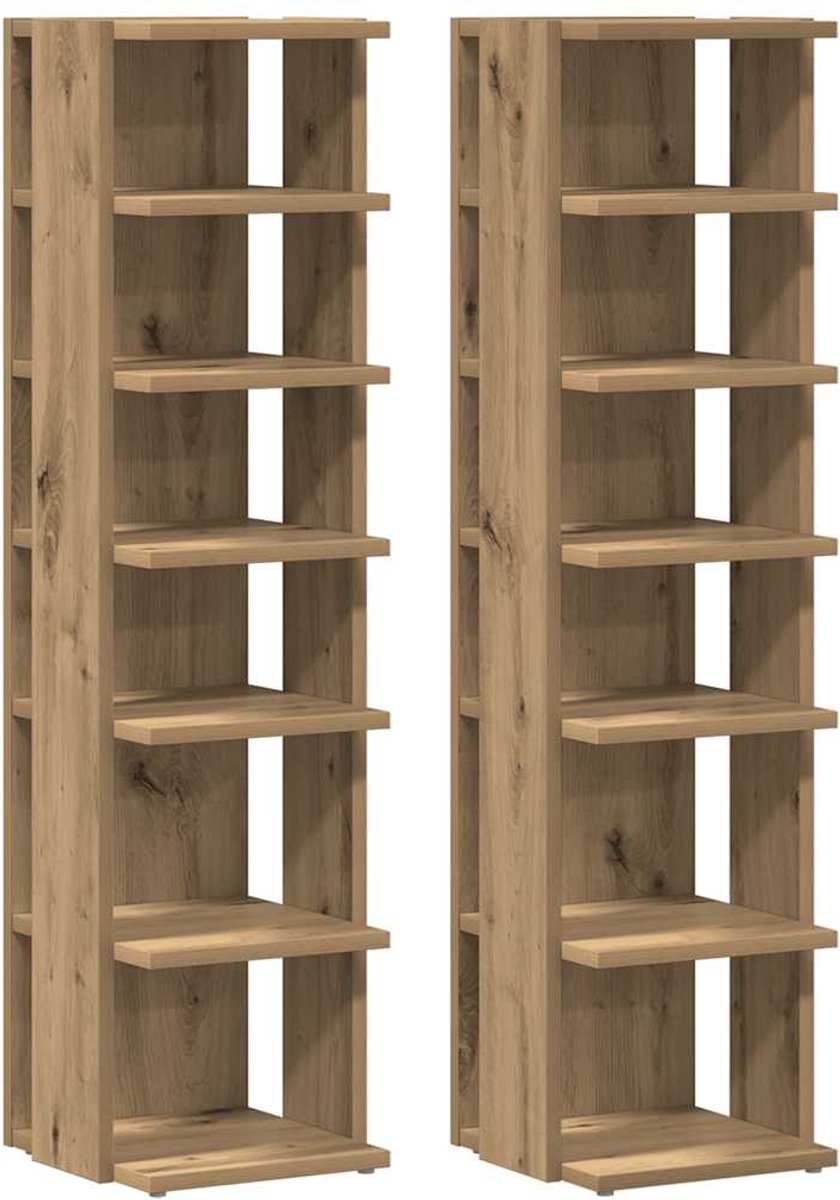 2 st Schoenenkast | Schoenenrek | Opbergkasten 28x27x102 cm bewerkt hout artisanaal eiken (6248446695037)