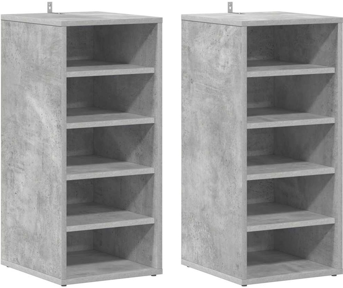 2 st Schoenenkast | Schoenenrek | Opbergkasten 31,5x35x70 cm bewerkt hout betongrijs (6248446695051)