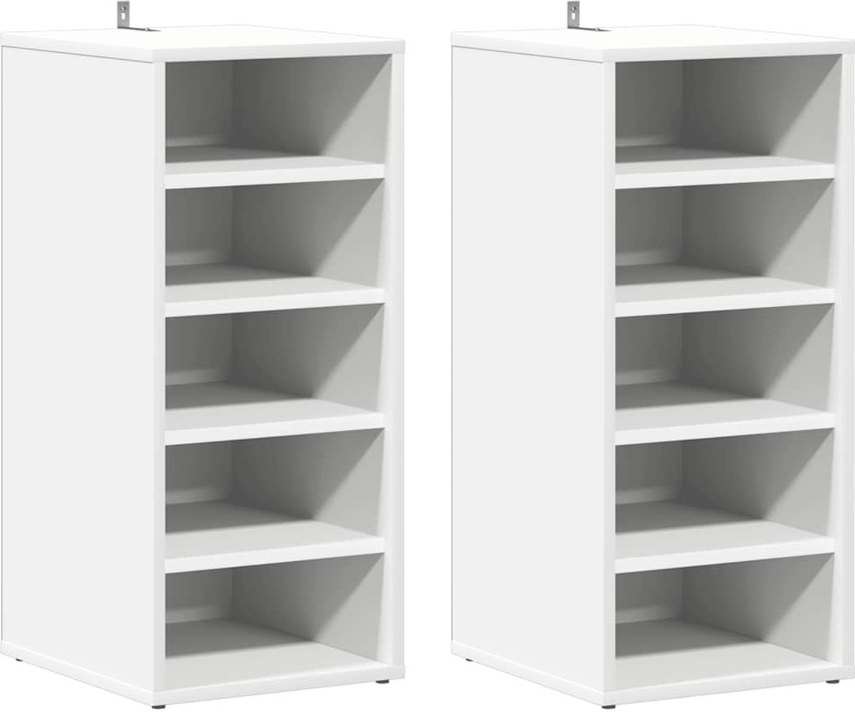 2 st Schoenenkast | Schoenenrek | Opbergkasten 31,5x35x70 cm bewerkt hout wit (6248446695068)