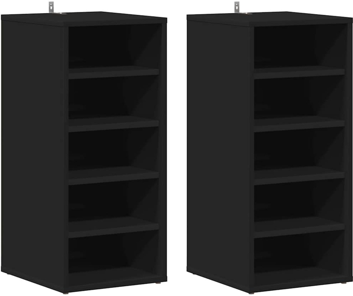 2 st Schoenenkast | Schoenenrek | Opbergkasten 31,5x35x70 cm bewerkt hout zwart (6248446695075)
