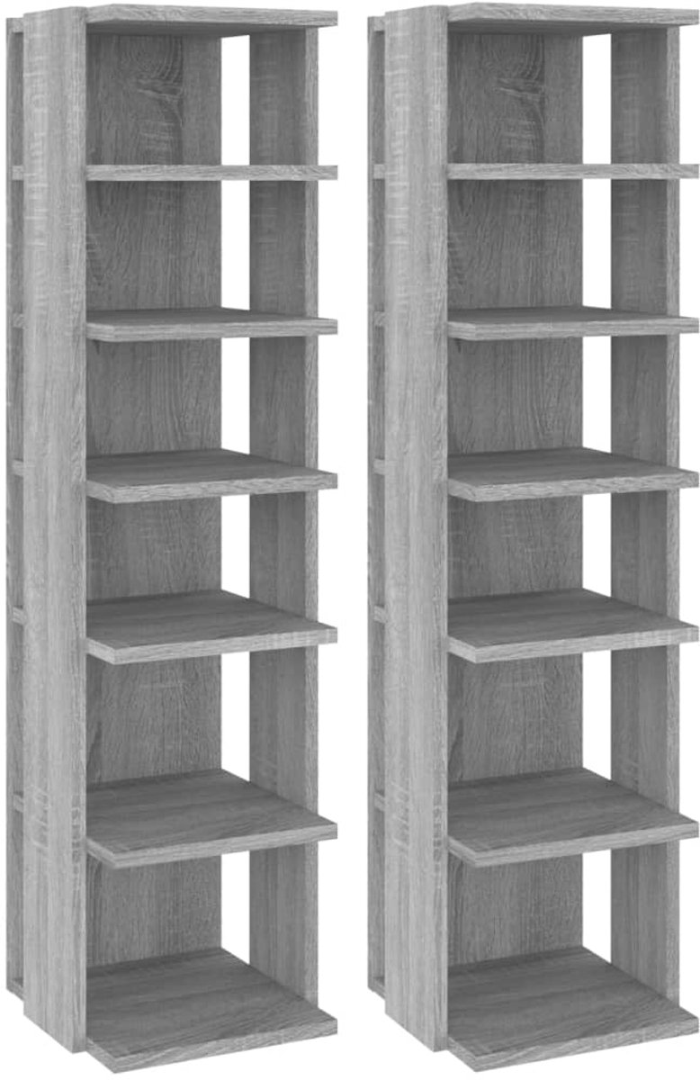 2 st Schoenenkast | Schoenenrekken 27,5x27x102 cm bewerkt hout grijs sonoma (6248446699097)