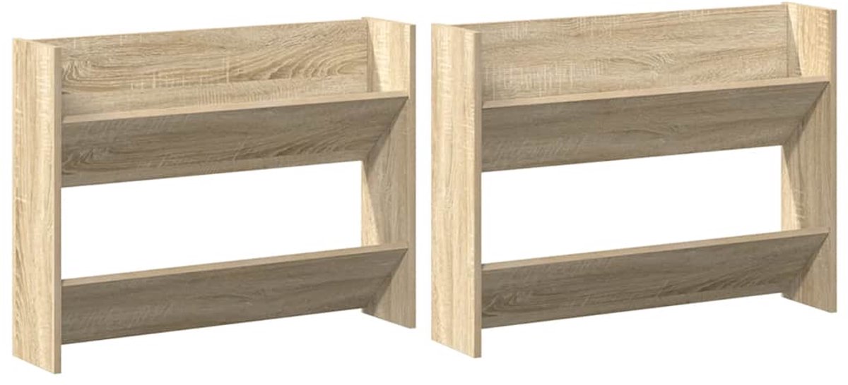 2 st WandSchoenenkast | Schoenenrek | Opbergkasten 80x18x60 cm spaanplaat sonoma eiken (6248446695792)