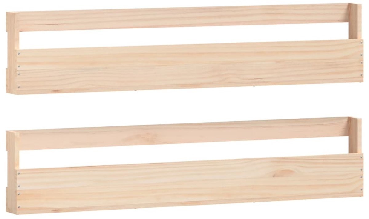 2 st WandSchoenenkast | Schoenenrekken 110x9x23 cm massief grenenhout (6248446699325)
