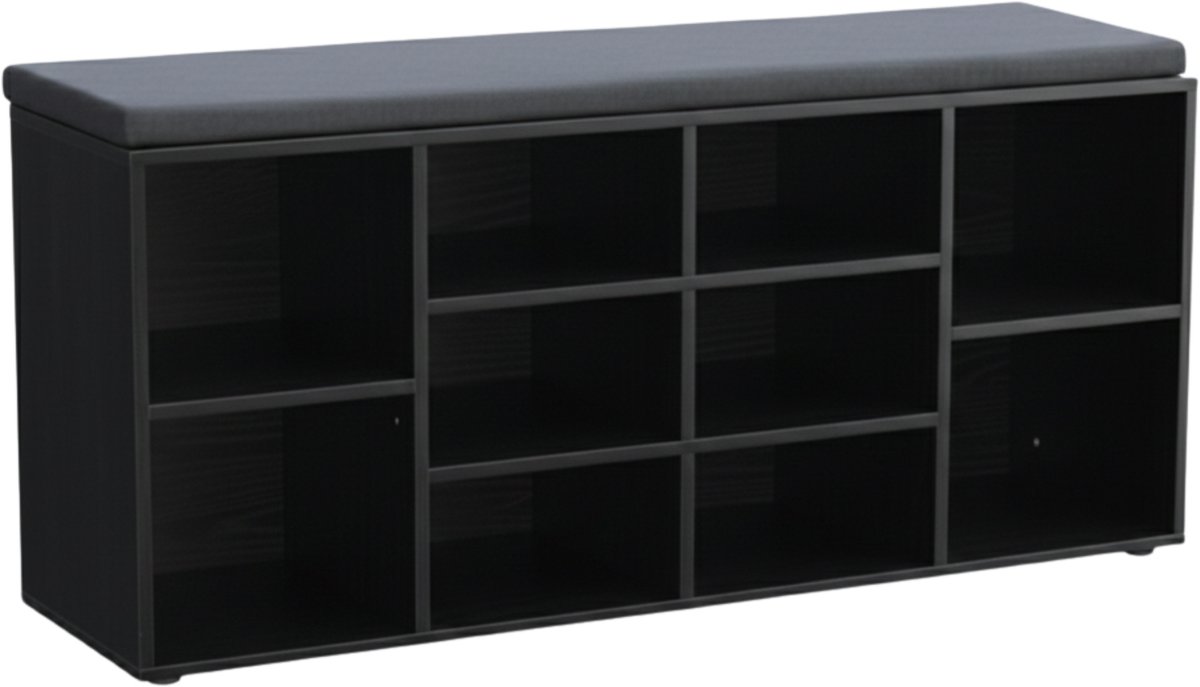 ACAZA Schoenenrek - Schoenenkast - Schoenenbank Met Zitkussen - Schoenenbank - Zwart (5400943042733)