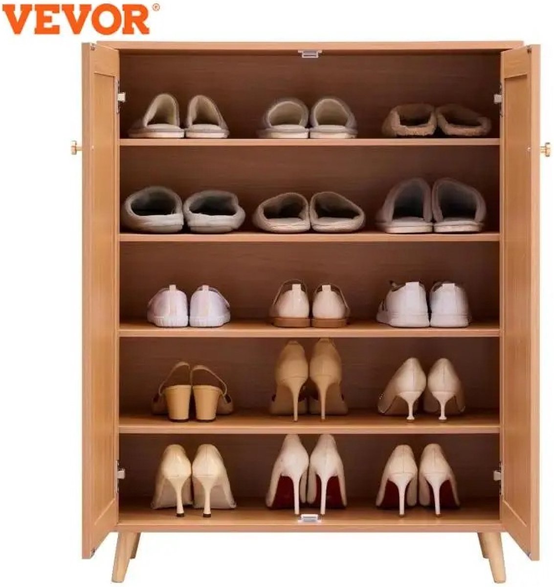 Asaam 5 LaagsSchoenenopbergkast -2 Deuren - 40,35 Inch - planken verstelbaar - Licht Grijs - Ingangskast (6152401743742)