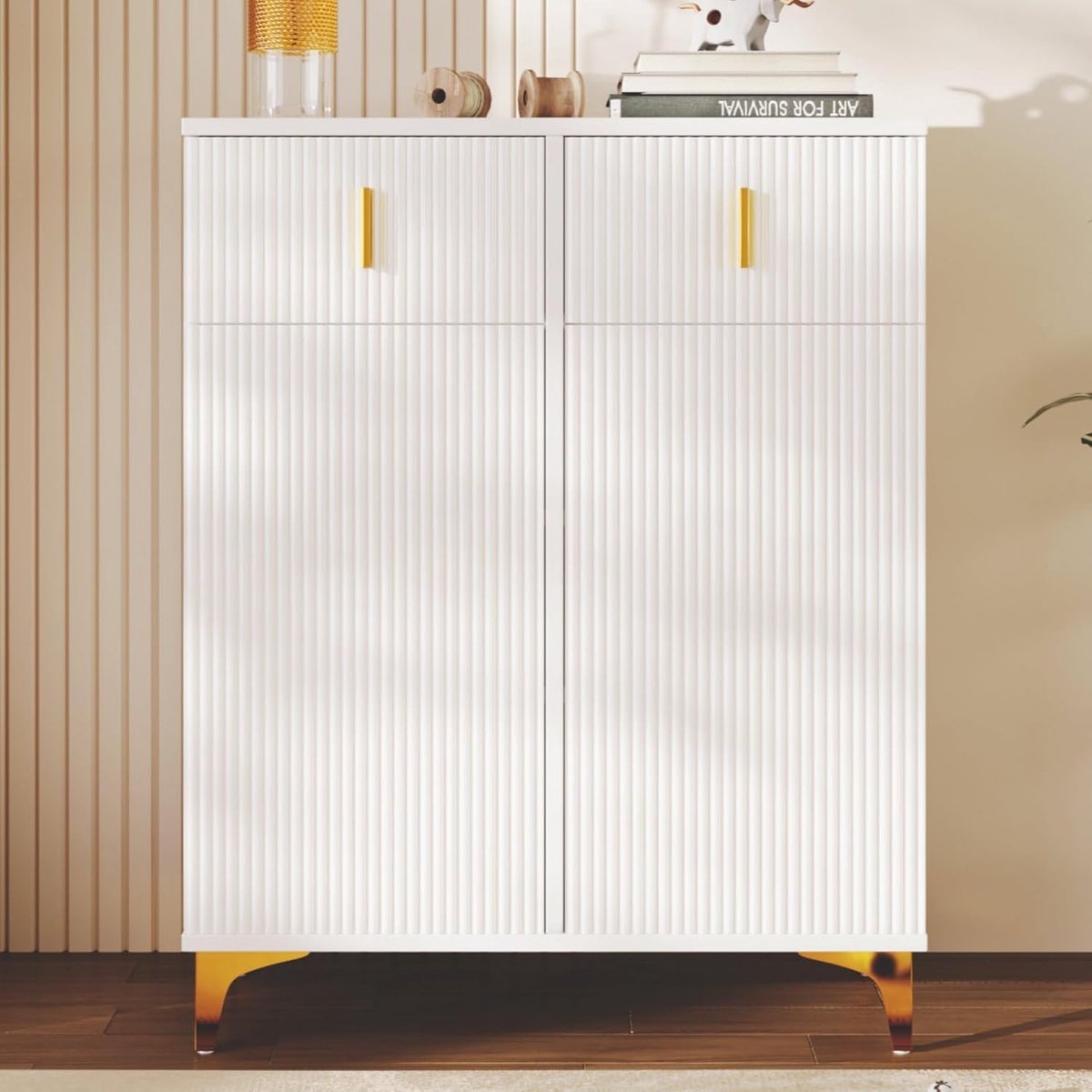 Dressoir in wit - Multifunctionele opbergkast met verstelbare planken en soft-close deuren (6154442372387)