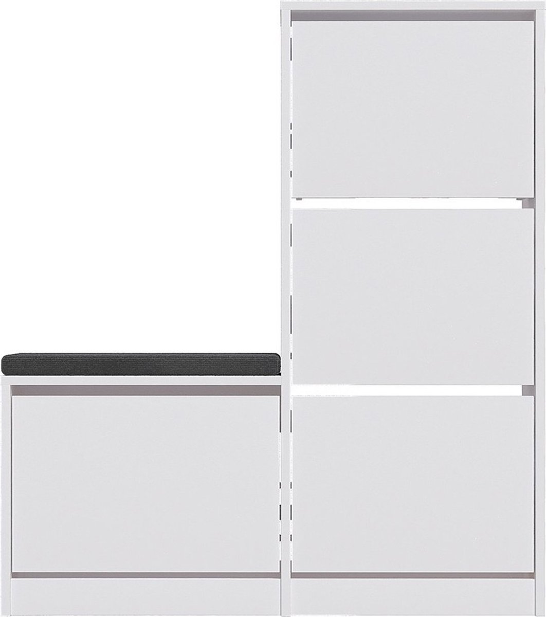 Dude Schoenenkast | 100% MELAMINE | Wit - Asir Group - Schoenenkast - Wit - Spaanplaat (8683742936411)