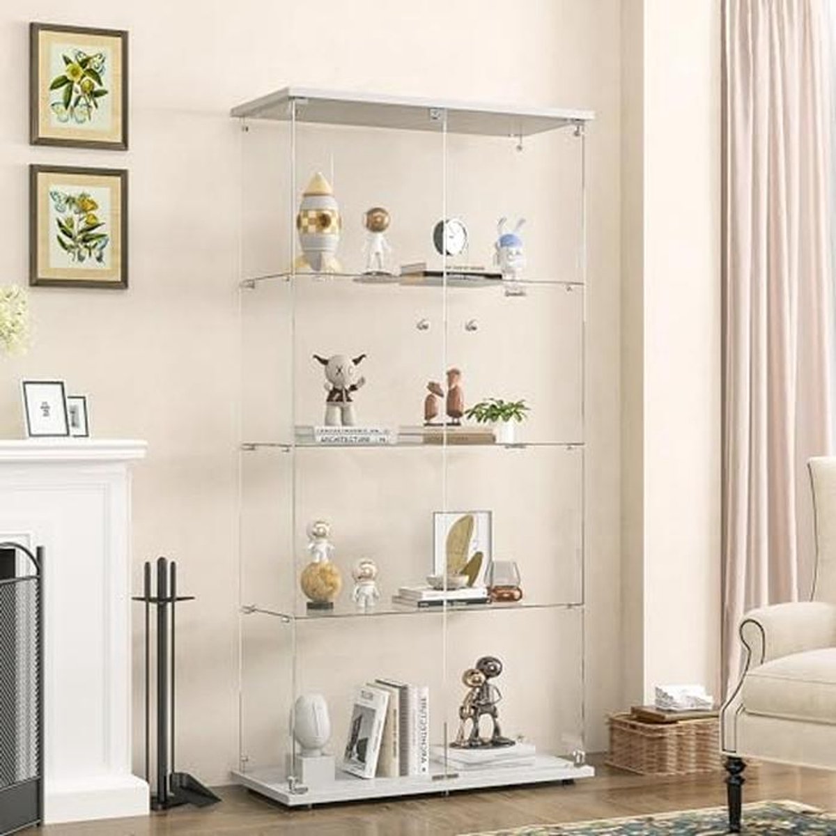 Glazen vitrine kast met 4 lagen en slot (9101000713226)