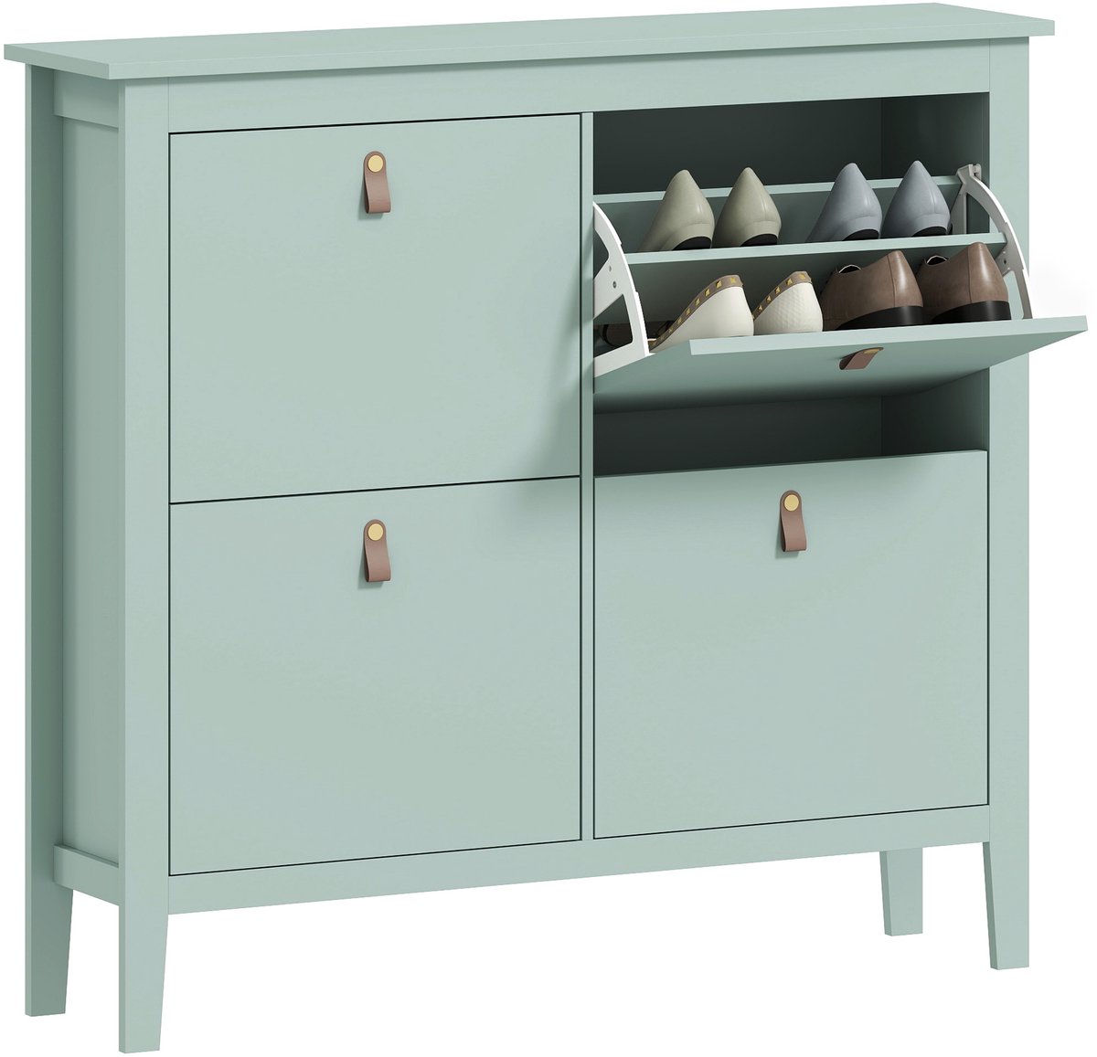 HOMCOM neerklapbare schoenenkast - Spaanplaat - 105x24x95,5cm - Groen (3662970254240)