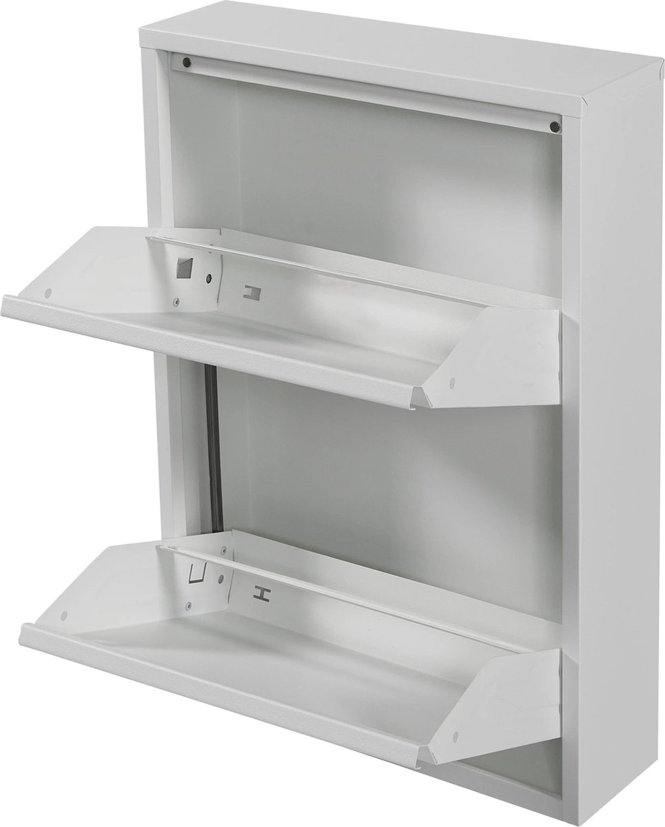 In And OutdoorMatch Schoenenkast Sormi - Met 2 Vouwdeuren - Wit - Metaal - Ruimtebesparend (8721085003565)
