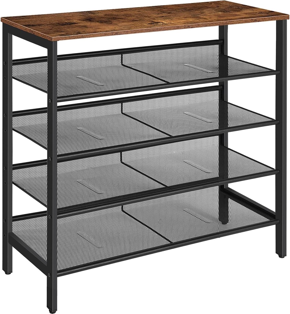 JGS® - Stijlvol en Duurzaam Schoenenrek, 5-Laags Verstelbaar Metaal in Vintage Bruin-Zwart - (8721234215207)