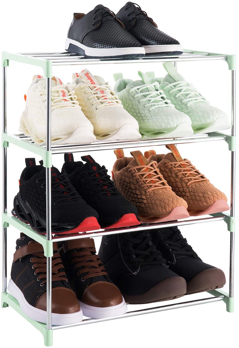 Klein en Ruimtesparend Schoenenrek met 4 Niveaus voor Diverse Opbergmogelijkheden (8785306537581)