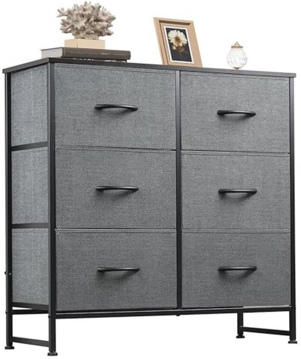 Ladenkast met 6 Lades voor Slaapkamer en Woonkamer - Opbergtoren met Stofbakken - Donkergrijs (9101003800947)