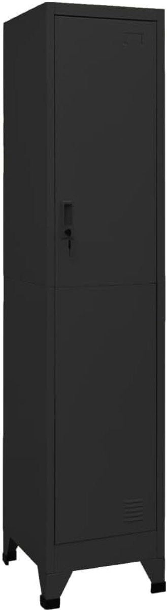 Lockerkast 38x45x180 cm staal zwart - Duurzame opbergoplossing voor kantoor en thuis (8721316476106)