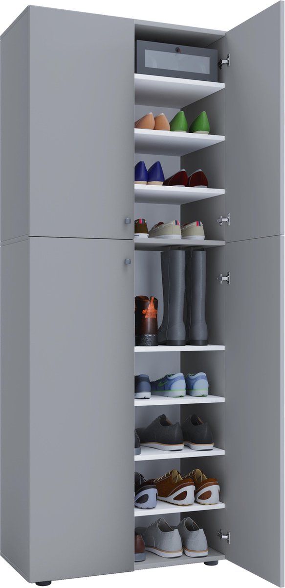 Lona XXL Schoenenkast 4 deuren grijs. (4051814371783)