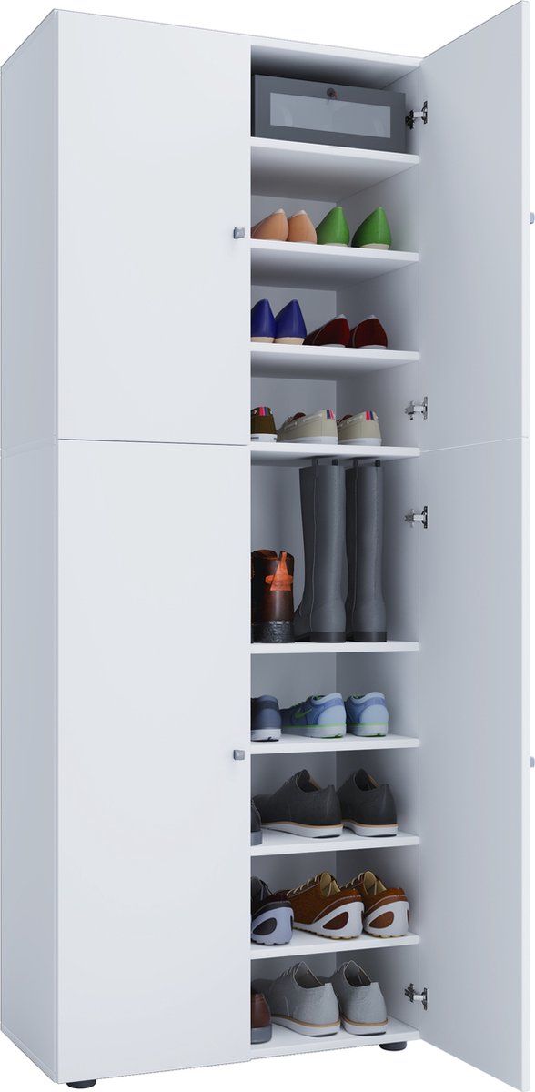 Lona XXL Schoenenkast 4 deuren wit. (4051814371745)