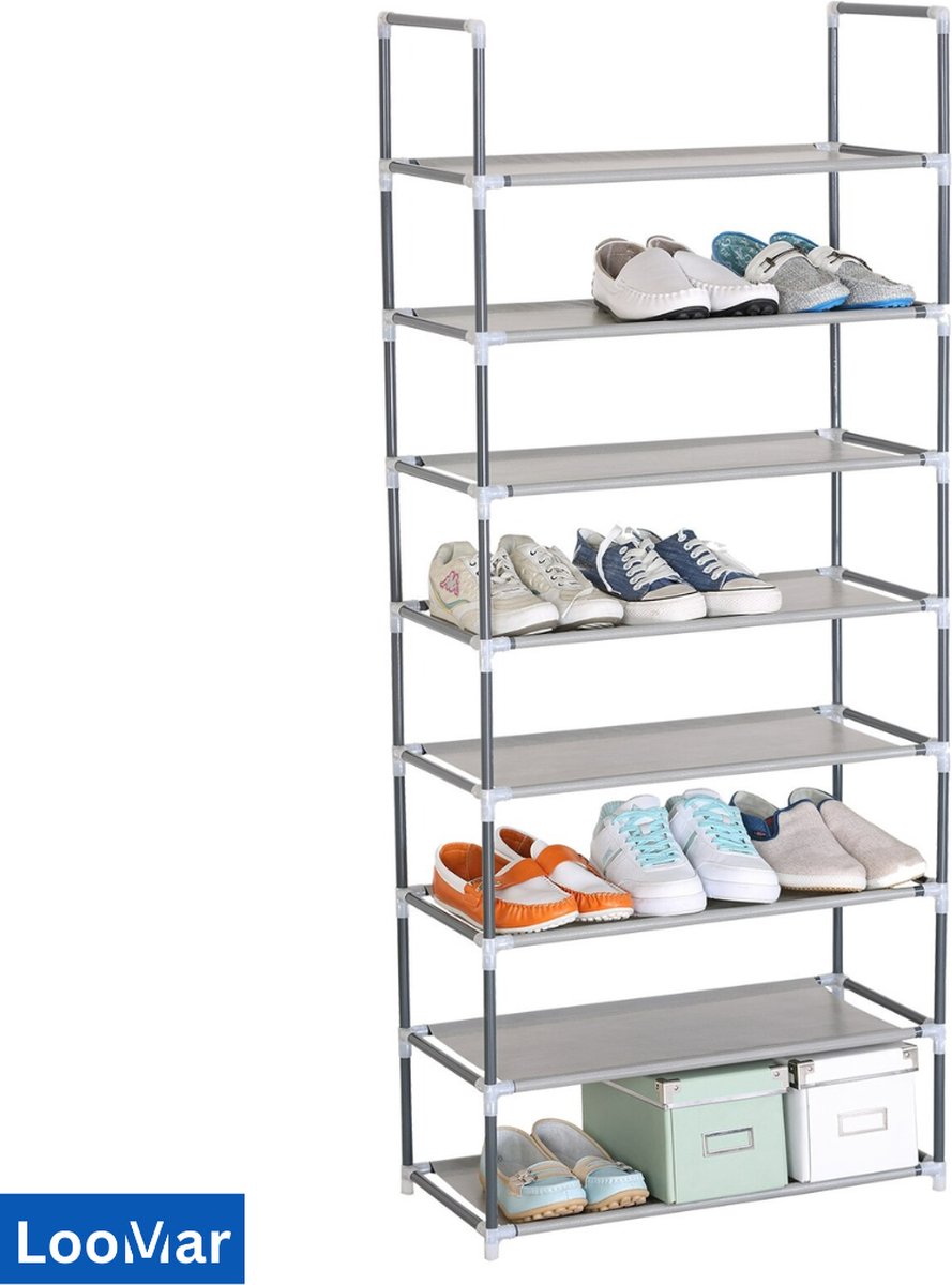 LooMar Schoenenrek - Schoenenbank - Schoenenrekje - Stof - Staal - Zwart - Opbergrek - Opbergkast - Staal (8720849611930)