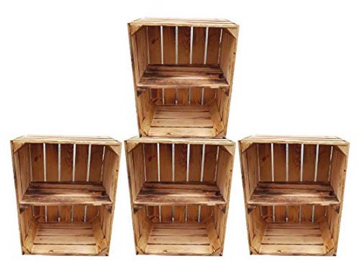 Massieve houten kisten set van 4 - veelzijdig en duurzaam decoratief rek (9101001933821)
