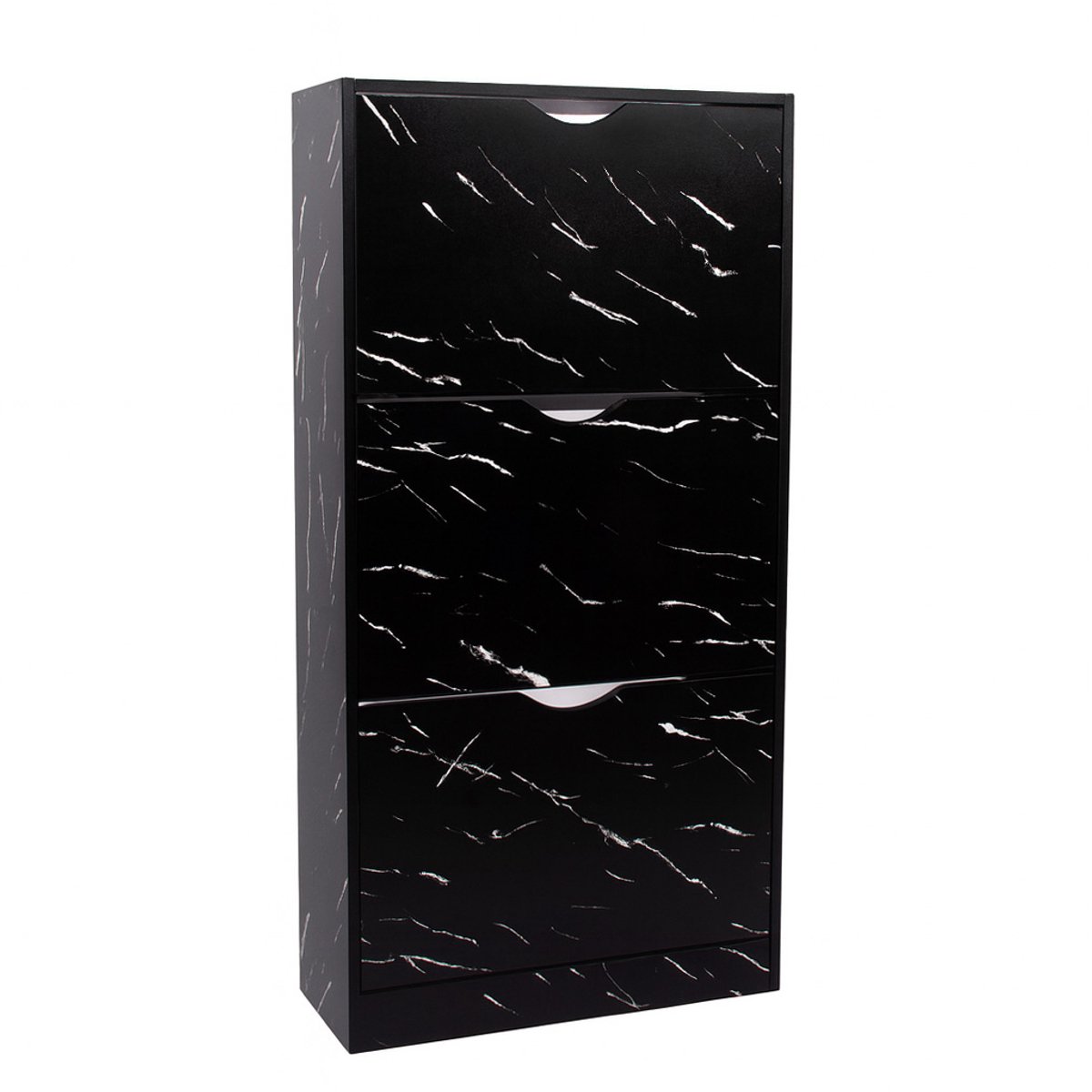 Milton Oldbrook Schoenenkast Prato - 3 Niveaus - tot 18 Paar Schoenen - 60x24x119cm - Marmerlook Zwart (5404016498779)