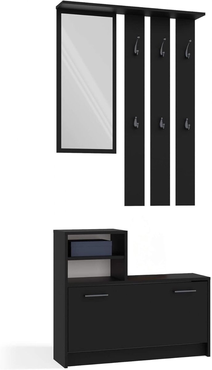 Moderne Garderobe Set voor de Gang - Inclusief Kledingkasten, Spiegel en Schoenenkast - Compact en Functioneel (6154440734743)