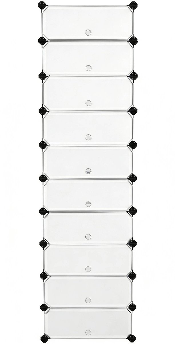 Opbergkast Schoenenkast 10-delige set 40 x 30 x 17 cm Wit Opbergorganizer Modulaire stapelbare ontwerp bespaart ruimte Eenvoudig te monteren en schoon te maken Vergrendelbaar ontwerp voor stevige verbinding Geschikt voor woonkamer, gang en slaapkamer (4255839492120)