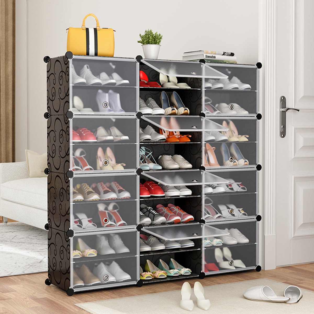 PIPIPOXER-Schoenenkast 48 paar Schoenen - Verstelbaar - Schoenenrek - 8 vakkken - 120*30*120CM - Zwart (7732987965036)