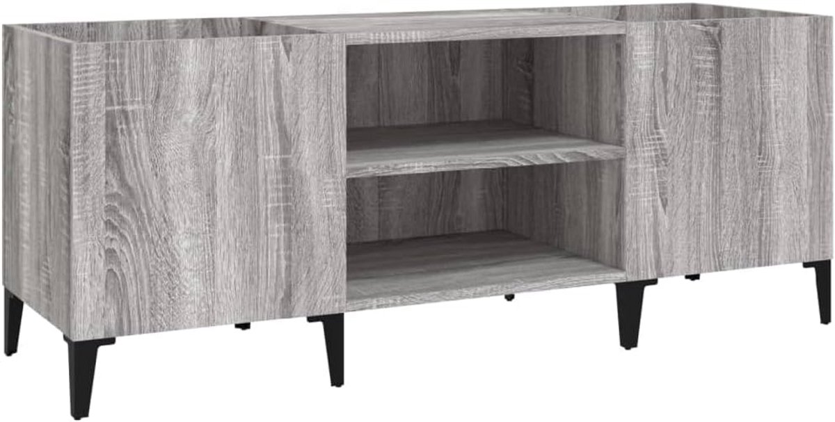 Recordkast van 121x38x48 cm - Houten opslag voor vinylplaten in grijs sonoma eiken (9101045655567)