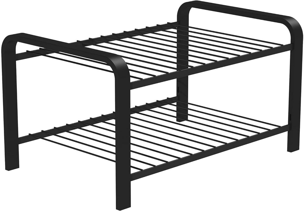 Ruimtebesparend Schoenenrek van Eco-hout - Zwart 470mm Breed voor Kasten en Kleine Ruimtes (6151847610656)