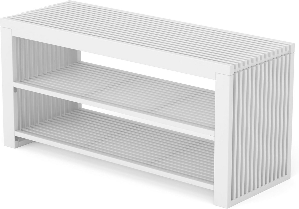 Ruimtebesparende Schoenenbank met Bamboe Zitvlak en 2 Niveaus (9101049510893)