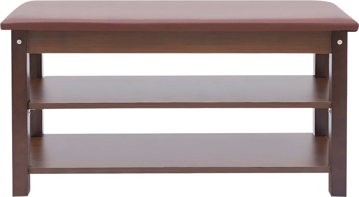 Schoenenbank - Opbergkast - Schoenenrek - Schoenenkast - Voor de hal of entree - Houten frame met stoffen kussen (8721475013082)