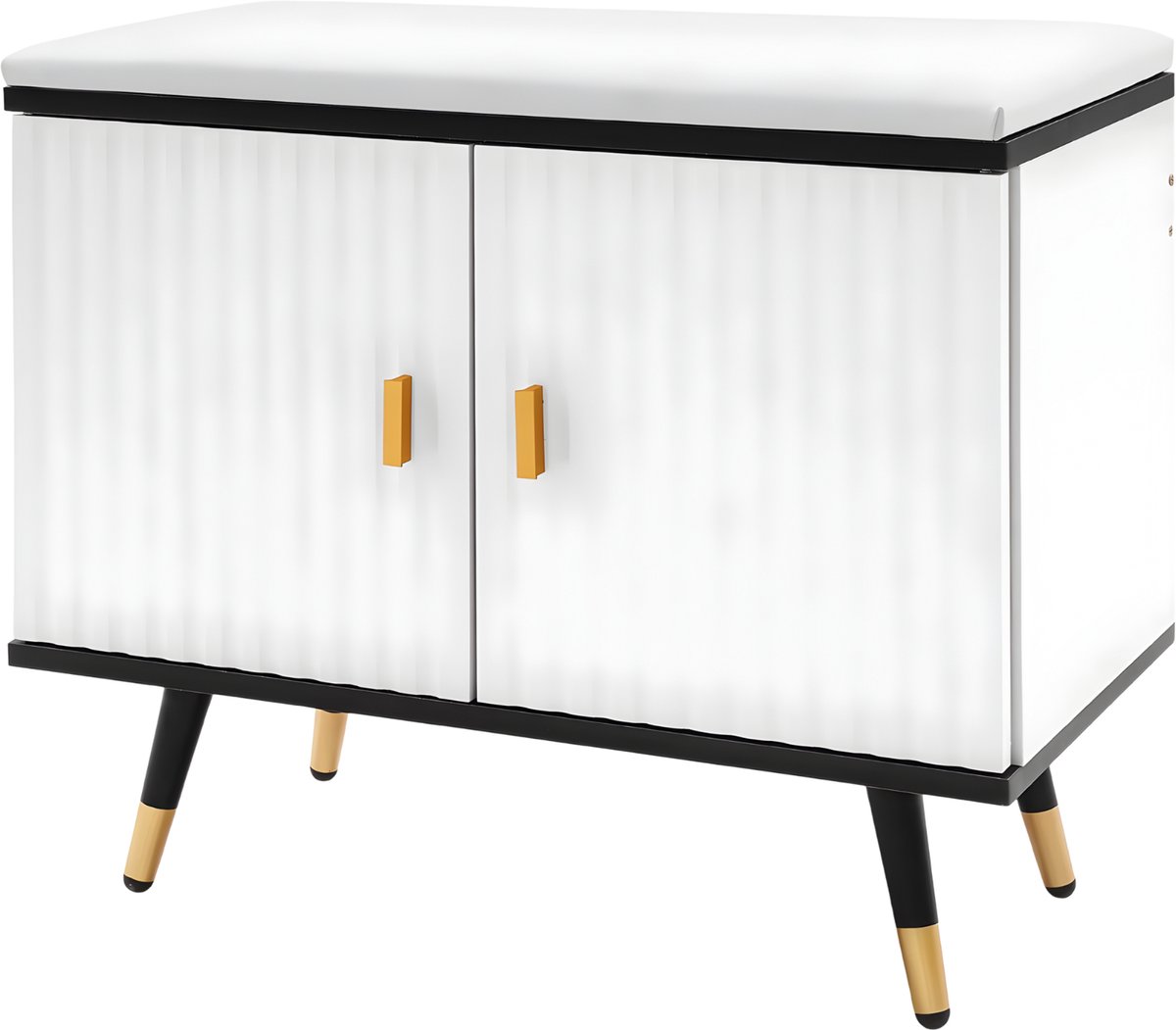 Schoenenbank - Opbergkast - Schoenenrek - Schoenenkast - Voor de hal of entree - met stoffen kussen - Zwart (8721475013099)