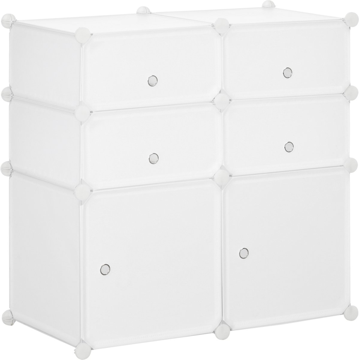 Schoenenkast - 75 x 37 x 73 cm - Rek met Opbergboxen - Kunststof en Staal - Wit (8901660551241)