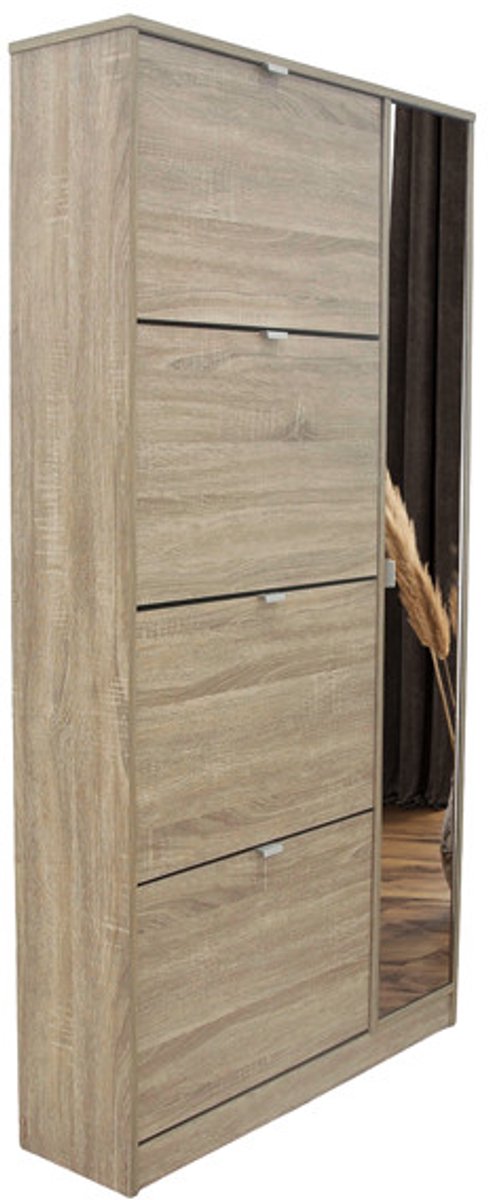 Schoenenkast 'Marcel' 4 laden en 1 spiegeldeur Decor Sonoma H 159 x B 85 x D 24 cm (5400860523223)