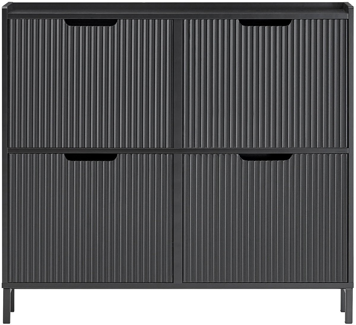 Schoenenkast - Opbergkast - 4 Vlakken - Zwart - Smalle kast - Wandkast (8721447040733)