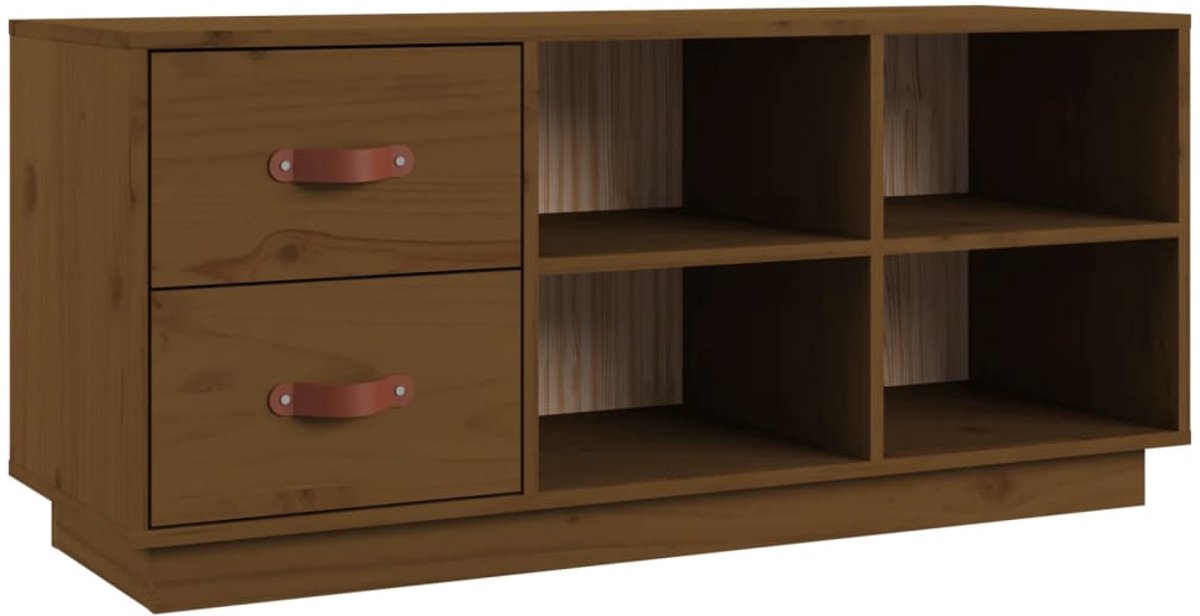 Schoenenkast | Schoenenbank | Schoenenrek 100x34x45 cm massief grenenhout honingbruin (6248446695952)