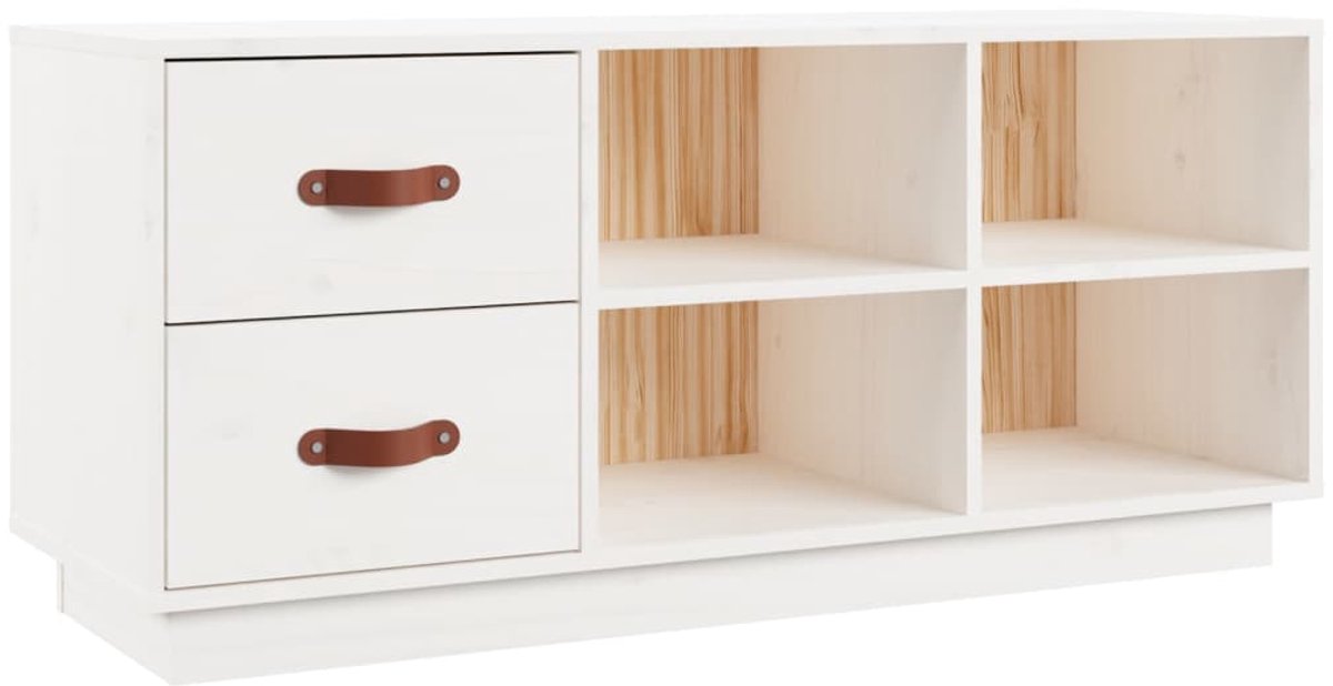 Schoenenkast | Schoenenbank | Schoenenrek 100x34x45 cm massief grenenhout wit (6248446695969)
