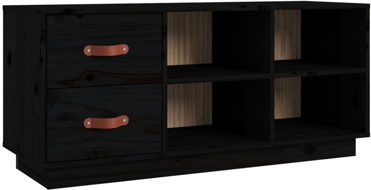 Schoenenkast | Schoenenbank | Schoenenrek 100x34x45 cm massief grenenhout zwart (6248446695976)