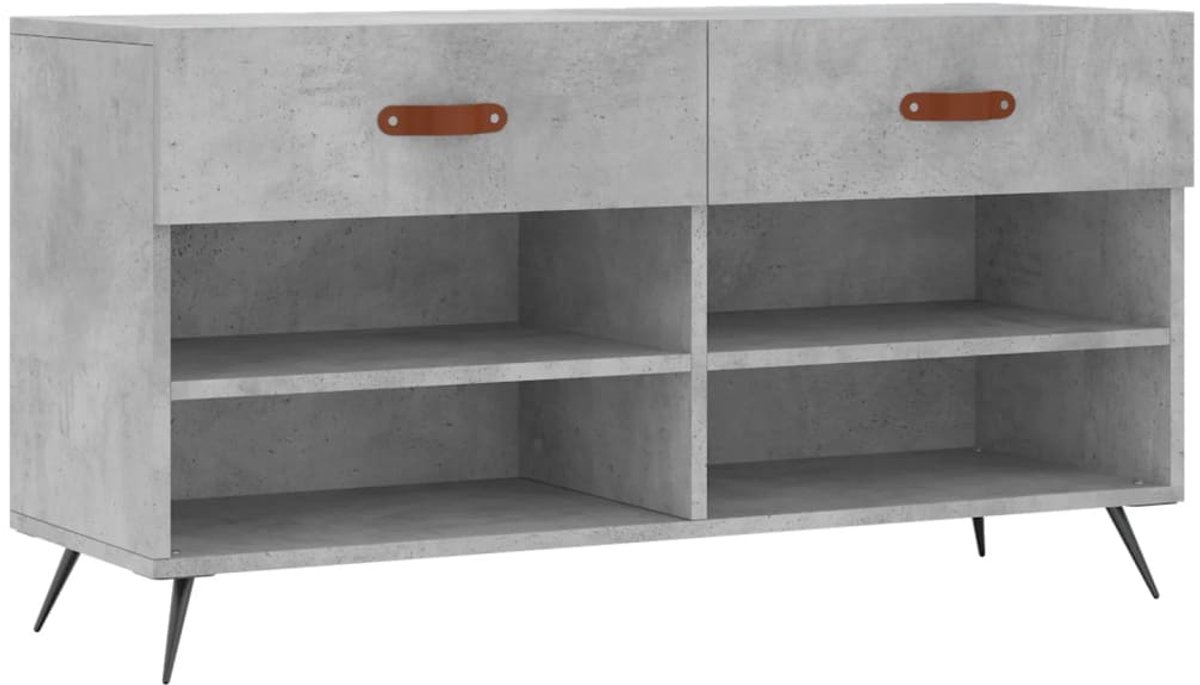 Schoenenkast | Schoenenbank | Schoenenrek 102x35x55 cm bewerkt hout betongrijs (6248446696096)