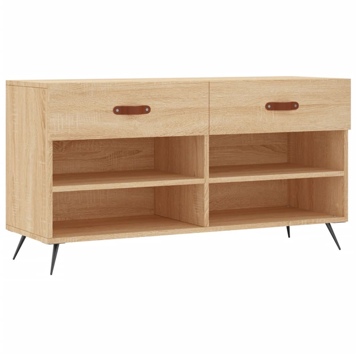 Schoenenkast | Schoenenbank | Schoenenrek 102x35x55 cm bewerkt hout sonoma eikenkleurig (6248446696386)