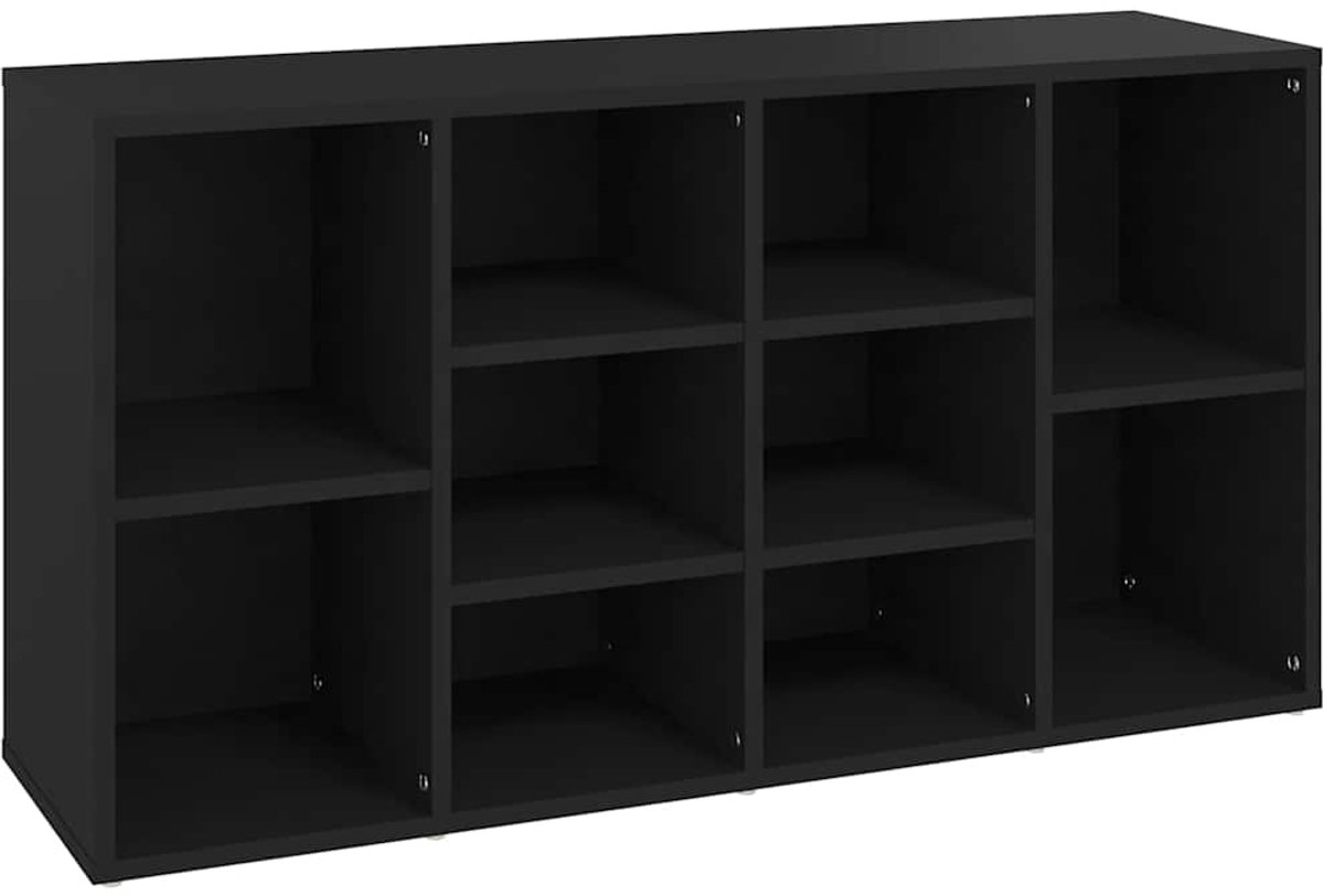 Schoenenkast | Schoenenbank | Schoenenrek 103x30x55 cm bewerkt hout zwart (6248446696607)