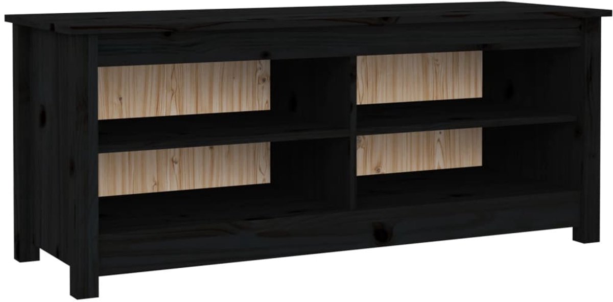 Schoenenkast | Schoenenbank | Schoenenrek 110x38x45,5 cm massief grenenhout zwart (6248446696645)