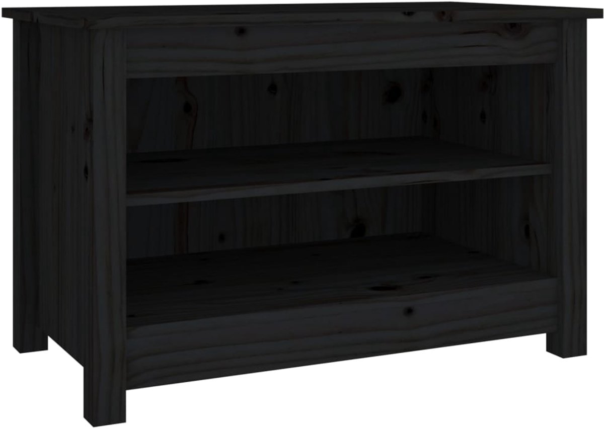Schoenenkast | Schoenenbank | Schoenenrek 70x38x45,5 cm massief grenenhout zwart (6248446696720)