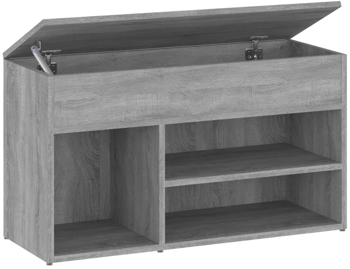 Schoenenkast | Schoenenbank | Schoenenrek 80x30x45 cm bewerkt hout grijs sonoma eikenkleurig (6248446696782)