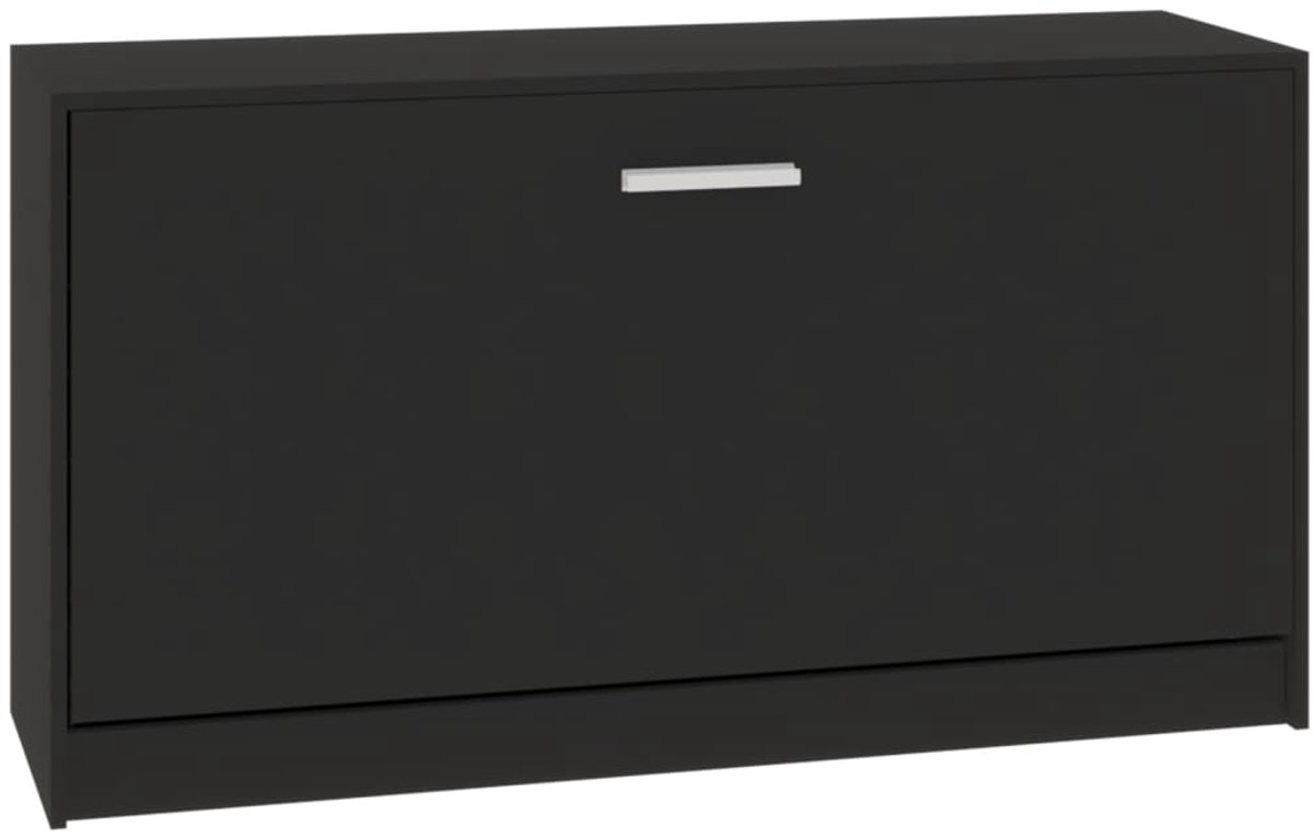 Schoenenkast | Schoenenbank | Schoenenrek Zwart 80x24x45 cm Bewerkt Hout (6248446697109)