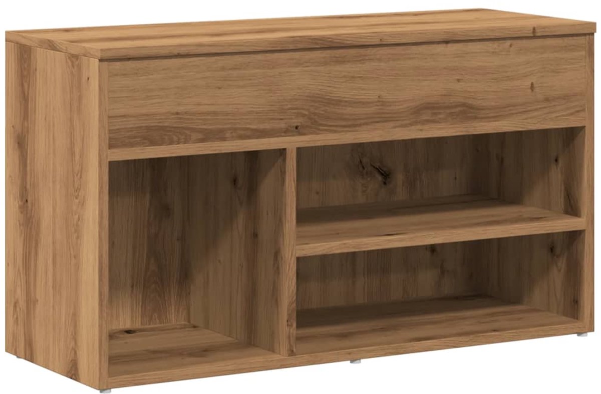 Schoenenkast | Schoenenbank | Schoenenrekje 80x30x45 cm bewerkt hout artisanaal eikenkleur (6248446697130)