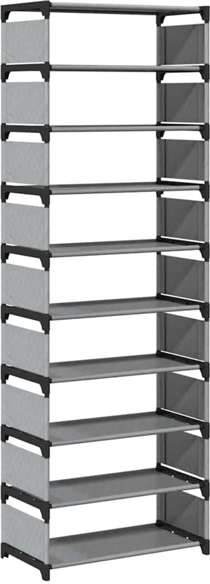 Schoenenkast | Schoenenrek 10-laags 54x28x158 cm nonwoven stof grijs (6248446697307)
