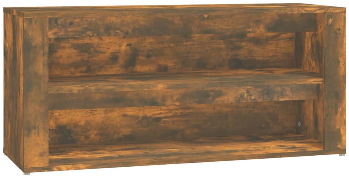 Schoenenkast | Schoenenrek 100x35x45 cm bewerkt hout gerookt eikenkleurig (6248446697246)